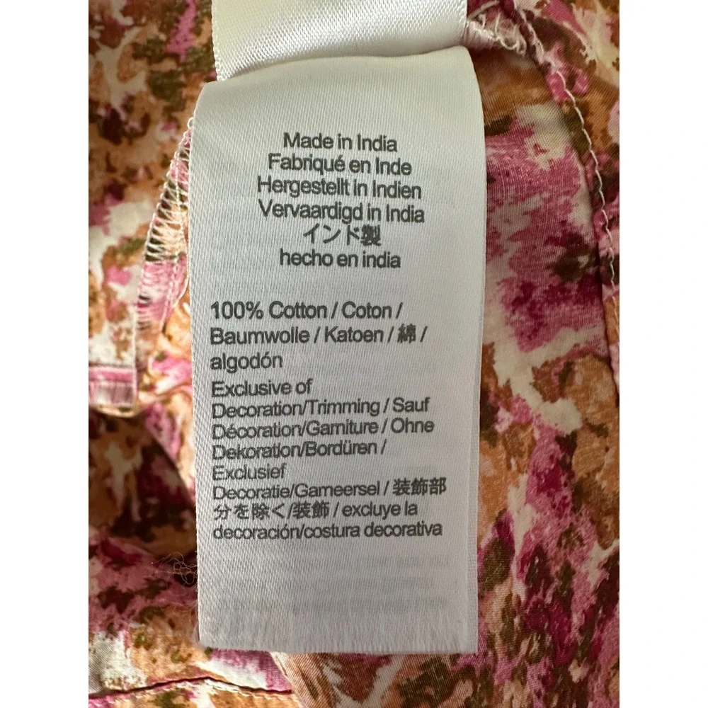 J.Crew Womens Smocked‎ Puff Sleeve Top XS Cottagecore Pink Floral Blouse
